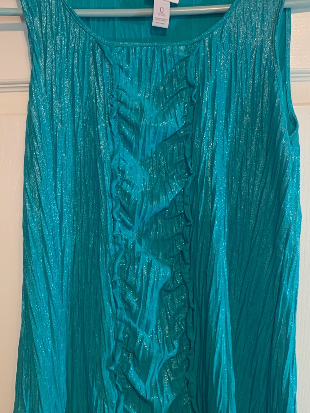 Chico's Teal Shimmery Sleeveless Top Fancy metallic shine throughout. Size 04/6